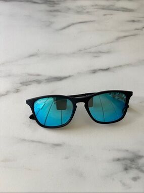 Ray-Ban Kids Black Frame Blue Mirrored Lens Sunglasses